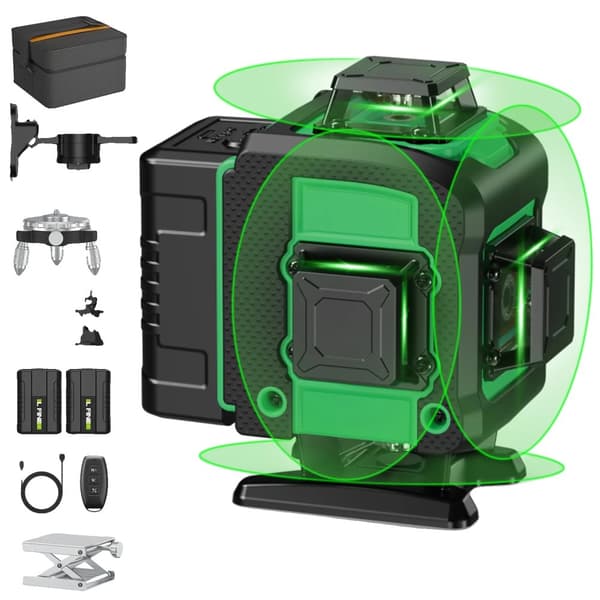 4D Laser-taso, 16 viivaa vaakasuoraan ja pystysuoraan, 360° itsestään tasoittuva,4D 16 Rivi