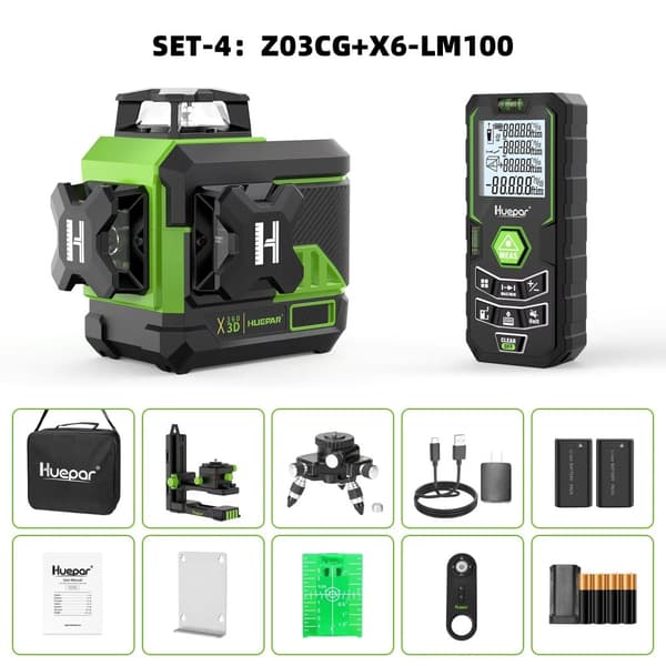 Huepar Laser Level, itsesäätyvä ominaisuus, Bluetooth-kaukosäädin,ASETUS 4