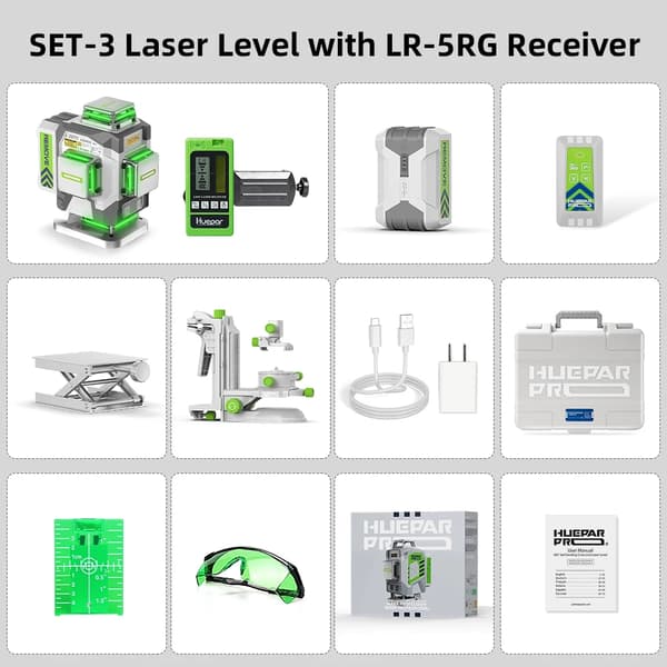 Huepar Laser Nivå, 16 Linjer Justering, Hög Noggrannhet ±2mm,SATS-3