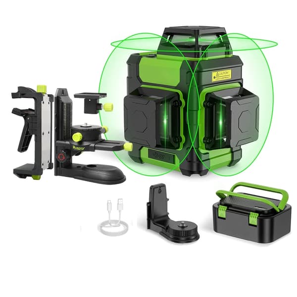 Laser Nivelleredskab, 12 Linjer 3x 360°, IP54 Vandtæt Design,Med adapter