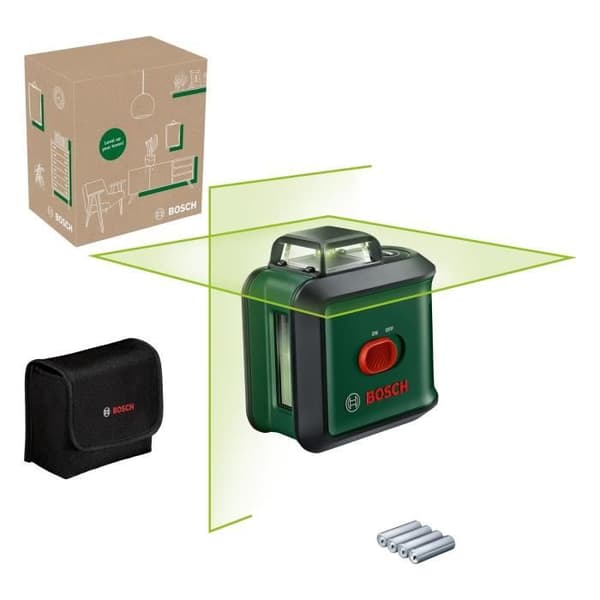Boschin UniversalLevel 360 -linjalaser (pysty- ja vaakasuora linjalaser 360° laserilla koko alueen kohdistamiseen)