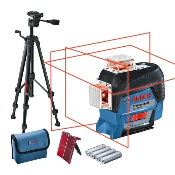 Laserlinjat GLL 3-80 C + BT 150 -jalusta (akkuversio) Bosch musta, Sininen
