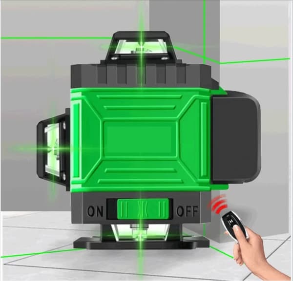 16-linjers 4D 360° horisontell och vertikal grön lasernivå kit, självnivellerande lasernivå med tillbehör