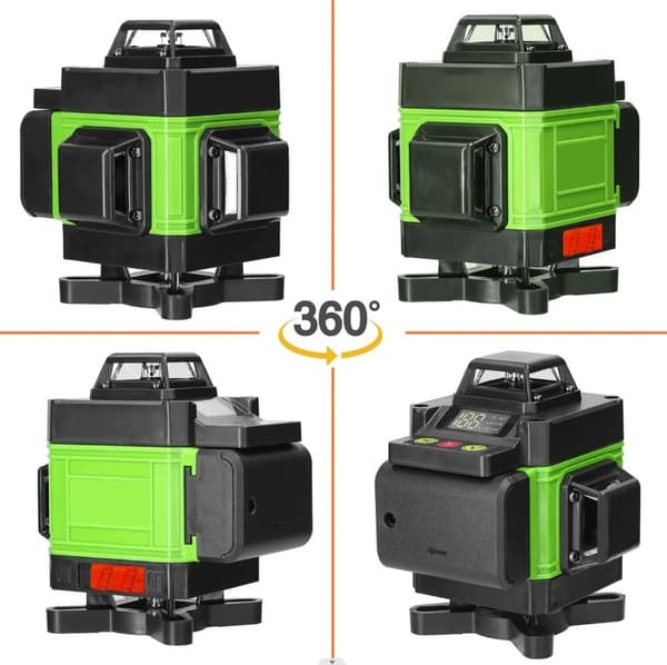 16-linjers 4D 360° horisontell och vertikal grön lasernivå kit, självnivellerande lasernivå med tillbehör