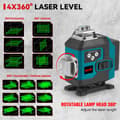 Miniatyrbild 3 av 8: Lasernivå horisontell och vertikal 16-linjers 4D grön digital display med 2 batterier och stativ