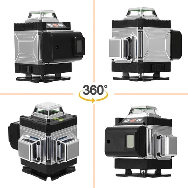 16-linjers 4D-laserniveau – 360° grøn laser – IP54 – automatisk nivellering (±3°) – 4000mAh