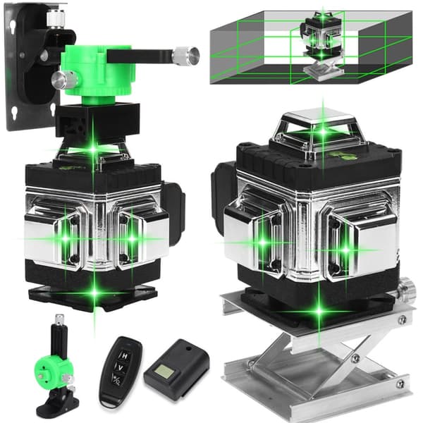 16-linjers 4D-laserniveau – 360° grøn laser – IP54 – automatisk nivellering (±3°) – 4000mAh