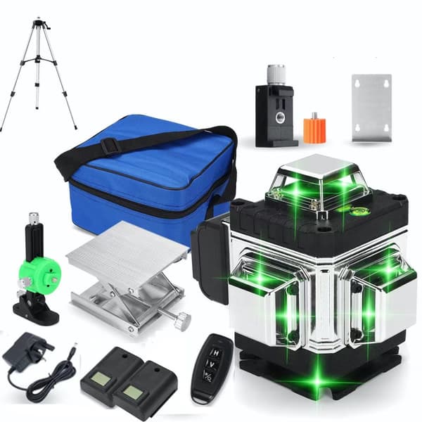 16-linjers 4D-laserniveau – 360° grøn laser – IP54 – automatisk nivellering (±3°) – 4000mAh