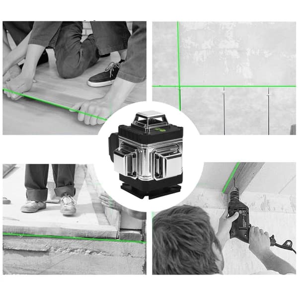 16-linjers 4D-laserniveau – 360° grøn laser – IP54 – automatisk nivellering (±3°) – 4000mAh