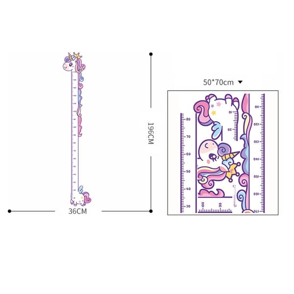Mäta Växande Längd Väggdekal Tillväxt Diagram Väggdekal - Rainbow Horse