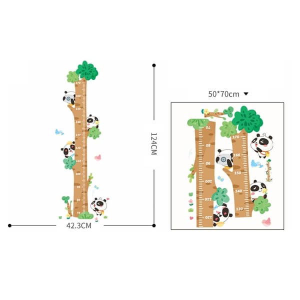 Mittaa kasvupituus -seinätarra, kasvukaavio, seinätarra - Panda