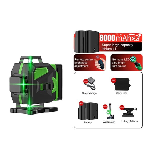 Laser Niveau, 16 Linjer, Vertikale & Horisontale Lasere, 360-Grad Auto-Niveauering,MULTI