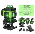 Miniatyrbillede 1 af 2: 4D Laser Niveau, 16 Linjer, Automatisk Selv-Niveauering,grøn C 4D
