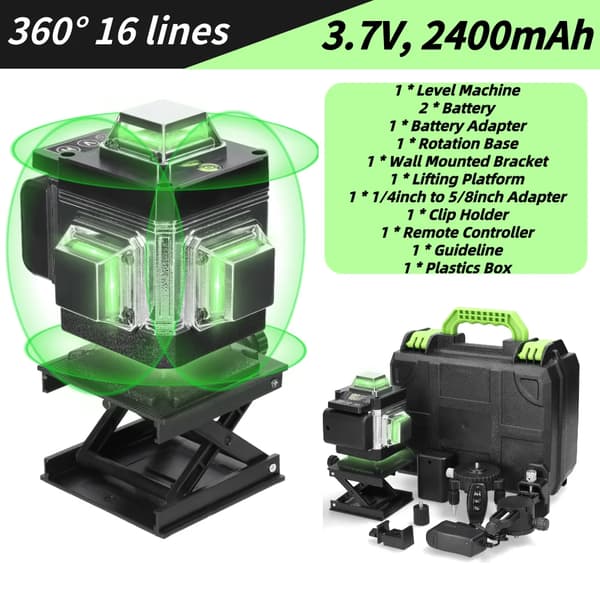 4D Laser-taso, 16 viivaa, automaattinen itsestään tasoittuminen,vihreä F 4D