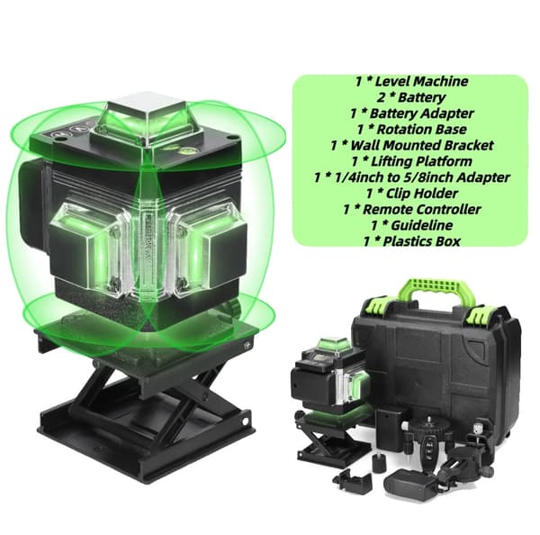 4D Laser-taso, 16 viivaa, automaattinen itsestään tasoittuminen,vihreä F 4D