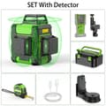 Miniatyrbillede 2 af 2: Grøn Stråle Laser Niveau, 12 Linjers Projektion, Selv-Niveauerende Funktion,Med detektor