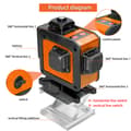 Miniatyrbillede 4 af 4: 4D Laser Niveau, 16 Linjer for Præcision, Selvnivellerende Funktion, Vandtæt Design