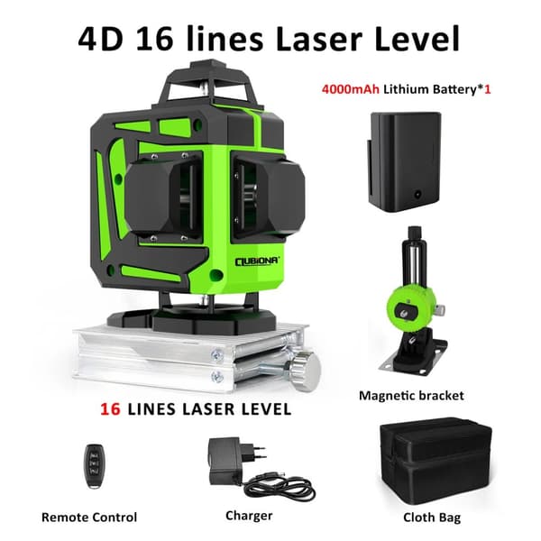 4D Grøn Laser Niveller, Selvnivellerende, 20m Arbejdsradius,IE16C