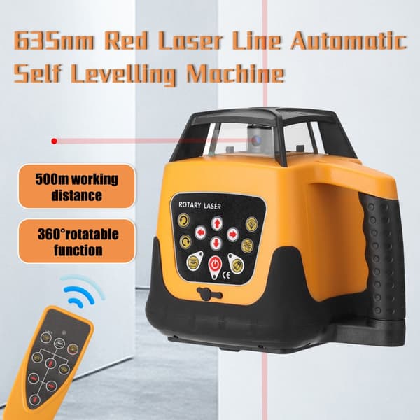 Laser Nivelleringsmaskine, 500m Arbejdsafstand, Justerbar Hastighed, Selv-nivelleringsmekanisme