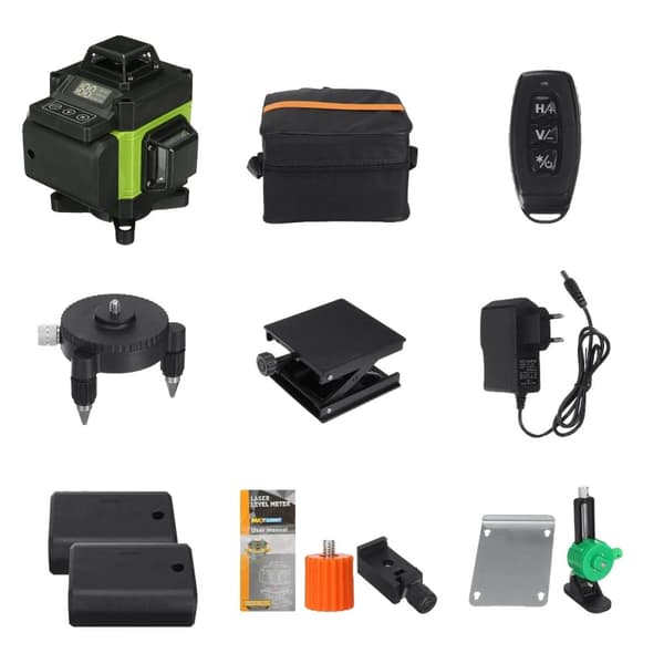 16 Liners Laser Niveau, 6000mAh Batteri, IP54 Vandtæt,2 Batteri Grøn