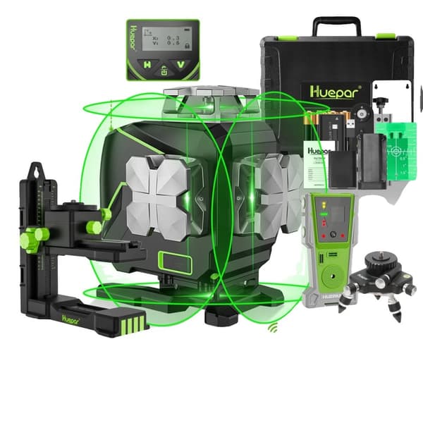 Laser-taso, 4D ristiviivaominaisuus, LCD-näyttö,vihreä