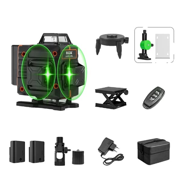Laser Nivå, Vertikal & Horisontell, IP54 Vattentålig,2 Batteri