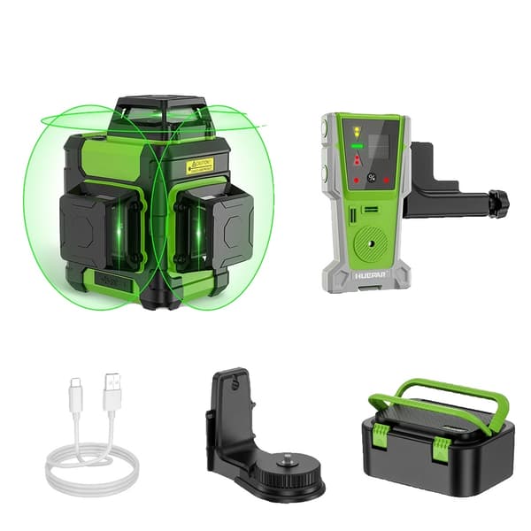 Laser Niveller, 3.7V Li-ion Batteri, ±3mm Nivelleringsnøjagtighed, IP54 Vandtæt,med LR-8RG Detektor