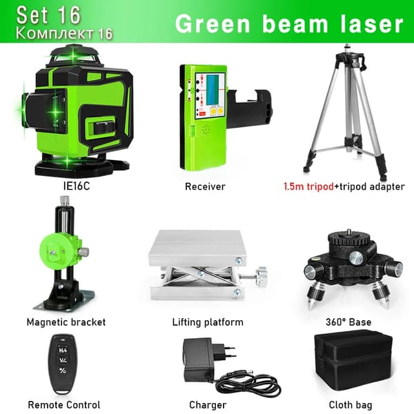Vihreä säde laser-taso, kaukosäädin,IE16C BL12 DC11G H15