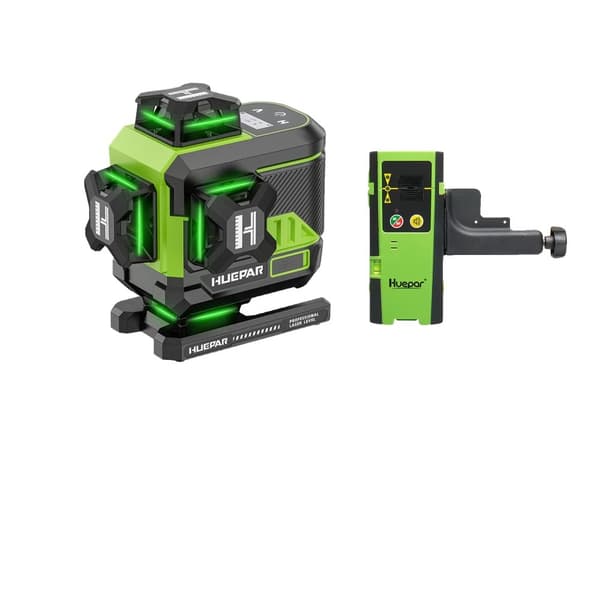 Laseravståndsmätare, 360° Självnivellerande, Grön Laserstråle,Med detektor