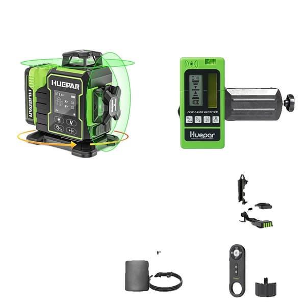 Laser niveau, Bluetooth-forbindelse, LCD-skærm med baggrundsbelysning, elektrisk roterende base,SÆT-2
