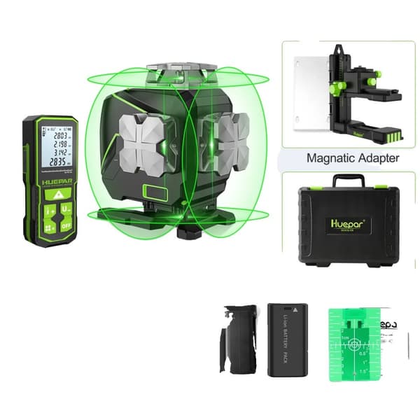 4D Krydslinje Laser Niveller, 16 Linjer, Bluetooth Forbindelse,grøn