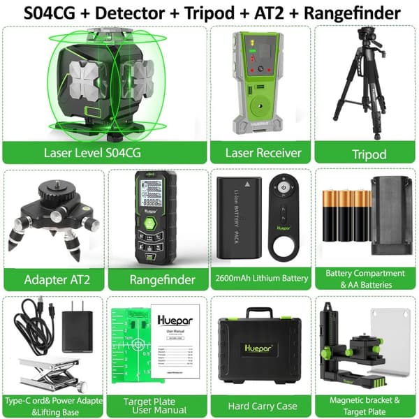 Laser-taso, 4D 16 viivaa, LCD-näyttö, pitkä käyttöaika,S04CG-C-SET3