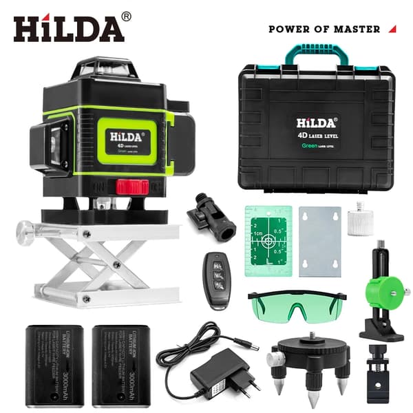 HILDA Laser-taso, 12/16 viivan mittaus, CE-sertifioitu tarkkuus,16 Riviä Aseta 8