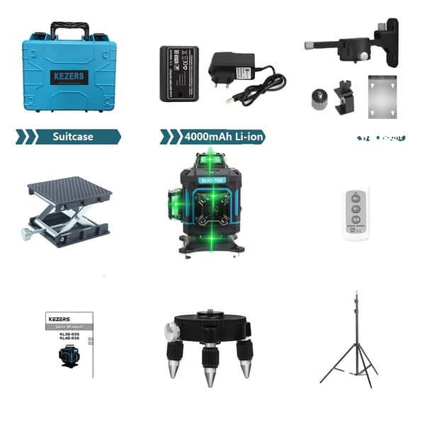 Vihreä laser-tasolaseri, 16 linjaa, kaukosäädin,KL4D-03G 1.6m