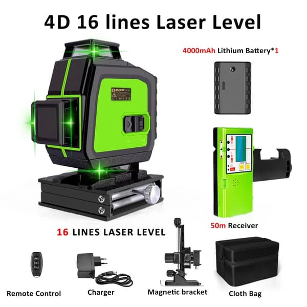 Laser Niveau, 16 Linjer, Stråler, Dobbelt Driftsmode,ME16C-DC11G