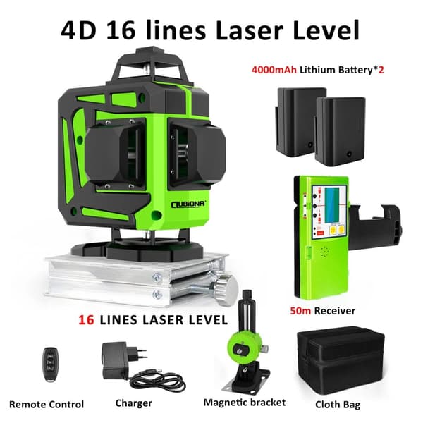 Laser Niveau, 16 Linjer, Fjernbetjening, Udendørs Brug,IE16CD DC11G