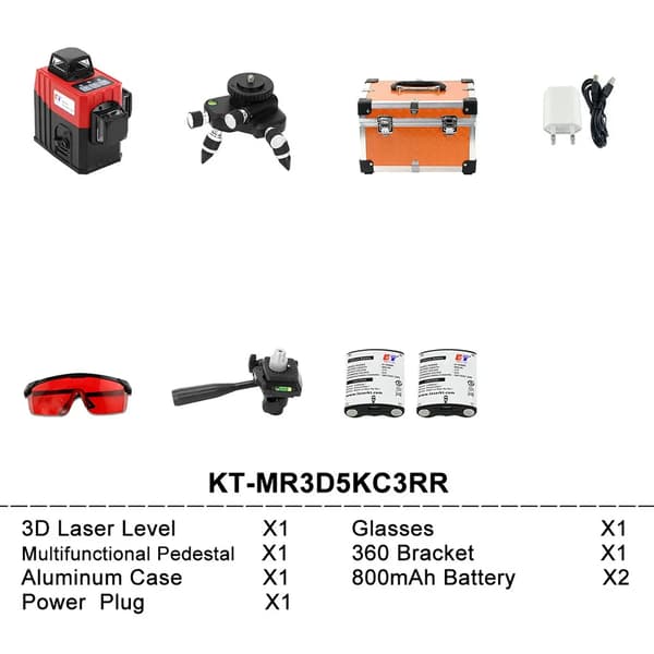3D Laser Nivå, 12 Laserlinjer, Snabb Självnivellering,360 lasernivå