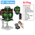 Miniatyrbild 2 av 2: 4D 16 Linjers Laser Nivå, Självnivellerande, Hög Noggrannhet,Set 7 4D EU-kontakt