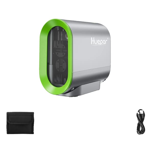Huepar Grön Laser Nivå, 2 Linjers Projektion, Uppladdningsbart Batteri,Y011G-a