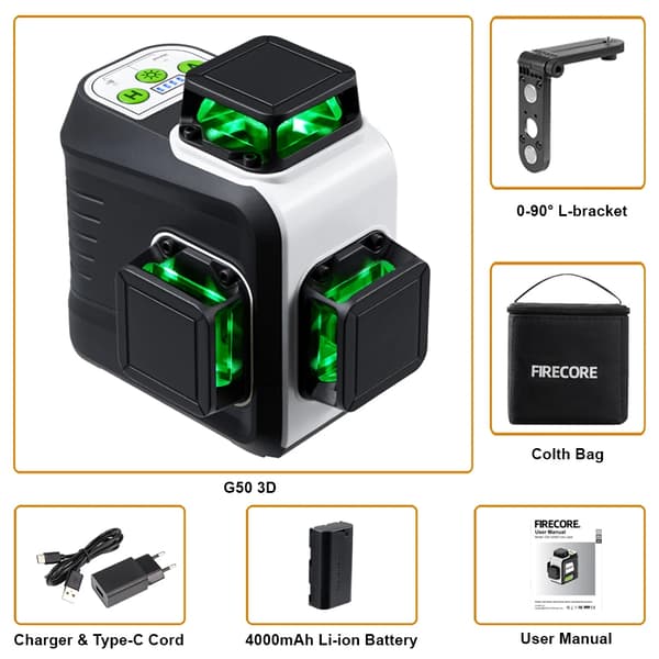 Laser Niveau, 360 3D/4D, 16/12/2 Linjer,G50