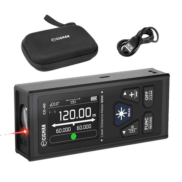 CIGMAN CD-60 Laserafstandsmåler, 120m måleområde, genopladeligt batteri,CD-60