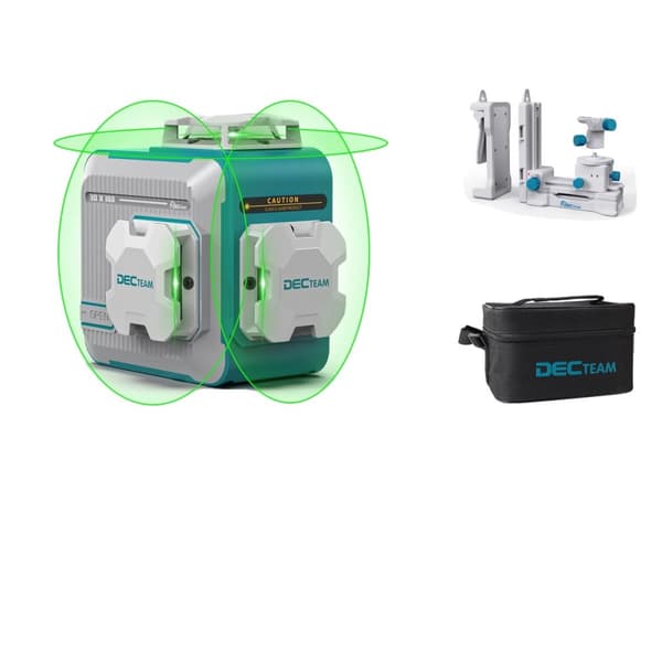 3D-laseritaso, 3 x 360° vihreää laseriviivaa, nopea itsesäätö,kanssa kiinnike
