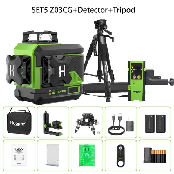 Huepar Laser Level, 12 Viivan Tarkkuus, Bluetooth Kauko-ohjaus,SET 5