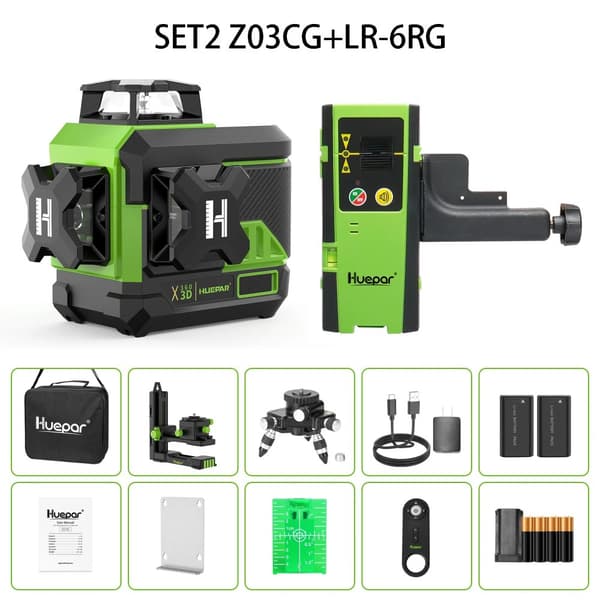 Huepar Laser Nivå, 12 Linjer Precision, Bluetooth Fjärrkontroll,SET 2