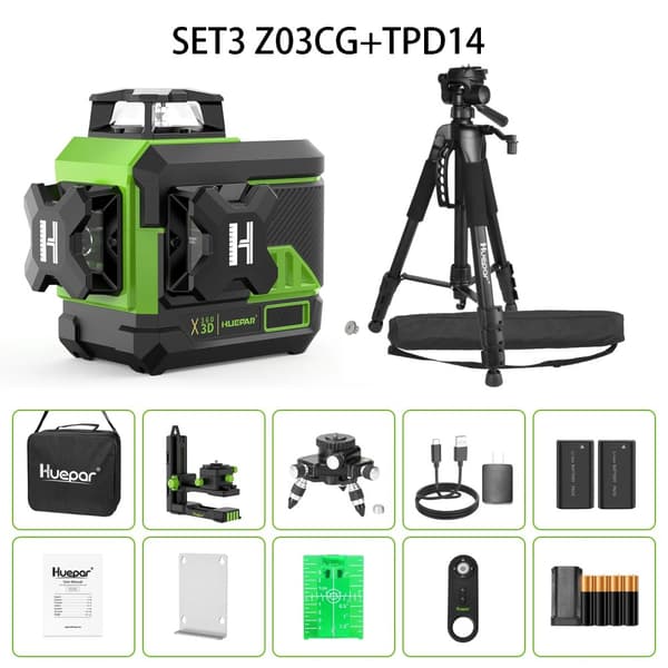 Huepar Laser Nivå, 12 Linjer Precision, Bluetooth Fjärrkontroll,SET 3