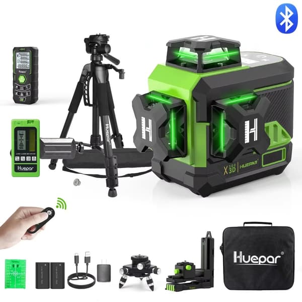 Huepar Laser Nivå, Självnivellerande Funktion, Bluetooth Fjärrkontroll,SÄTT 5