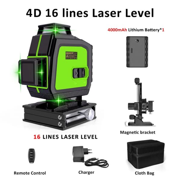 Laseritaso, pystysuorat ja vaakasuorat laserit, kirkas vihreä säde, 2 käyttötilaa,ME16C