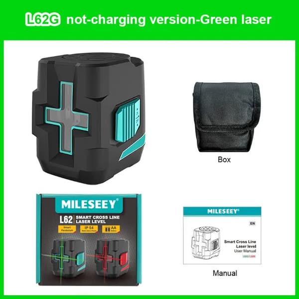 Laser-taso, vihreä laser, ladattava, L62G