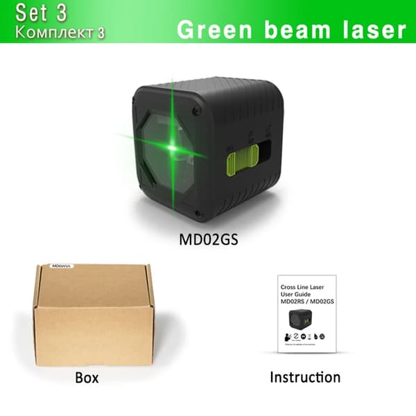 Laser Niveau, Grøn eller Rød Stråle, Selvnivellerende Magnetisk Vægbeslag, MD02GS