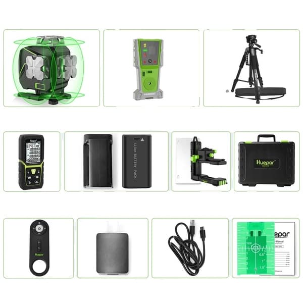 Laser nivåsats, 16 linjer, självnivellerande, Bluetooth-fjärrkontroll, SET 5